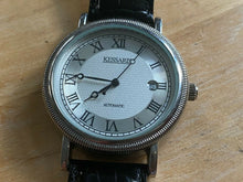 Load image into Gallery viewer, New Kessaris Mens Silver Fluted Bezel Roman Self-Wind Automatic Watch Hours~Date
