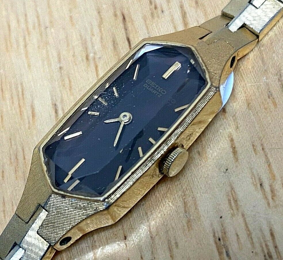 Vintage Seiko 1320-533H  Lady Gold Tone Brown Analog Quartz Watch Hours~New Batt