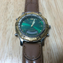 Load image into Gallery viewer, Armitron Mens 30m Moving Bezel Dual Tone Green Quartz Watch Hours~Partial Work
