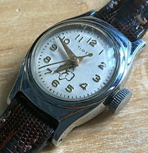 Load image into Gallery viewer, Vintage Timex Girl Scout Lady Silver Leather Hand-Wind Mechanical Watch Hours
