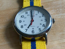 Load image into Gallery viewer, Timex Weekender Indiglo Mens Silver White Analog Quartz Watch Hours~New Battery
