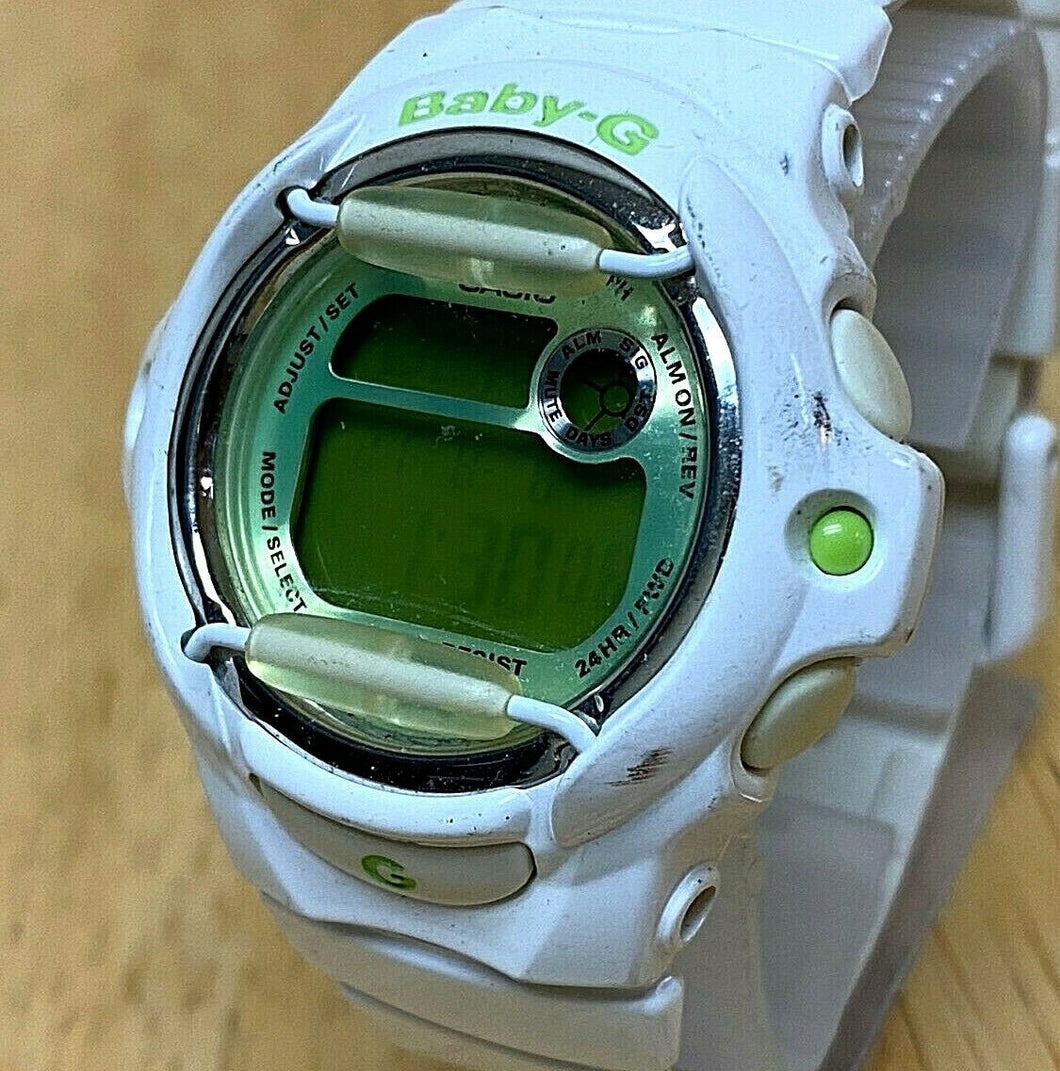 Casio Baby G-Shock BG-169R 200m White Alarm Chrono Quartz Watch Hour~New Battery