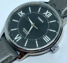 Load image into Gallery viewer, Timex Mens 50m Silver Black Leather 43mm Analog Quartz Watch Hours-New Battery
