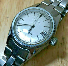 Load image into Gallery viewer, Vintage Timex Lady Fluted Bezel Silver Hand-Winding Mechanical Watch Hours~Date
