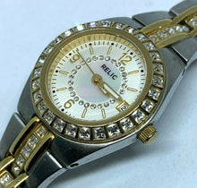 Load image into Gallery viewer, Relic Lady 50m Dual Tone Rhinestone Analog Quartz Watch Hours~Date~New Battery

