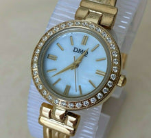 Load image into Gallery viewer, DMQ DQ/1242 Lady Cubic Zirconia Gold Tone Analog Quartz Watch Hours~New Battery
