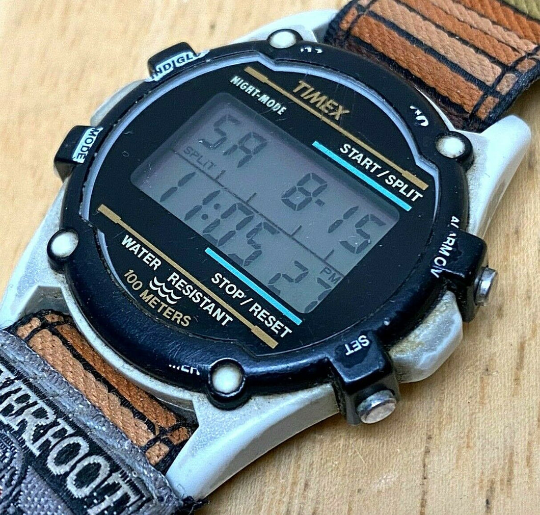 Vintage Timex Atlantis Indiglo Men 100m Digital Alarm Chrono Watch Hour~New Batt