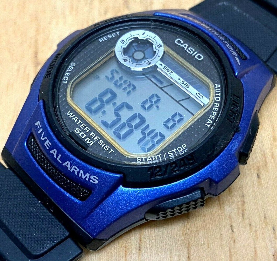 Casio W-213 Mens Blue Black Digital Alarm Chrono Quartz Watch Hours~New Battery