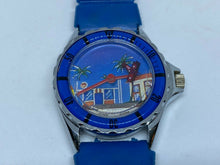 Load image into Gallery viewer, Vintage Unbranded Flying Over Island Silver Blue Hand-Wind Mechanical Watch Hour
