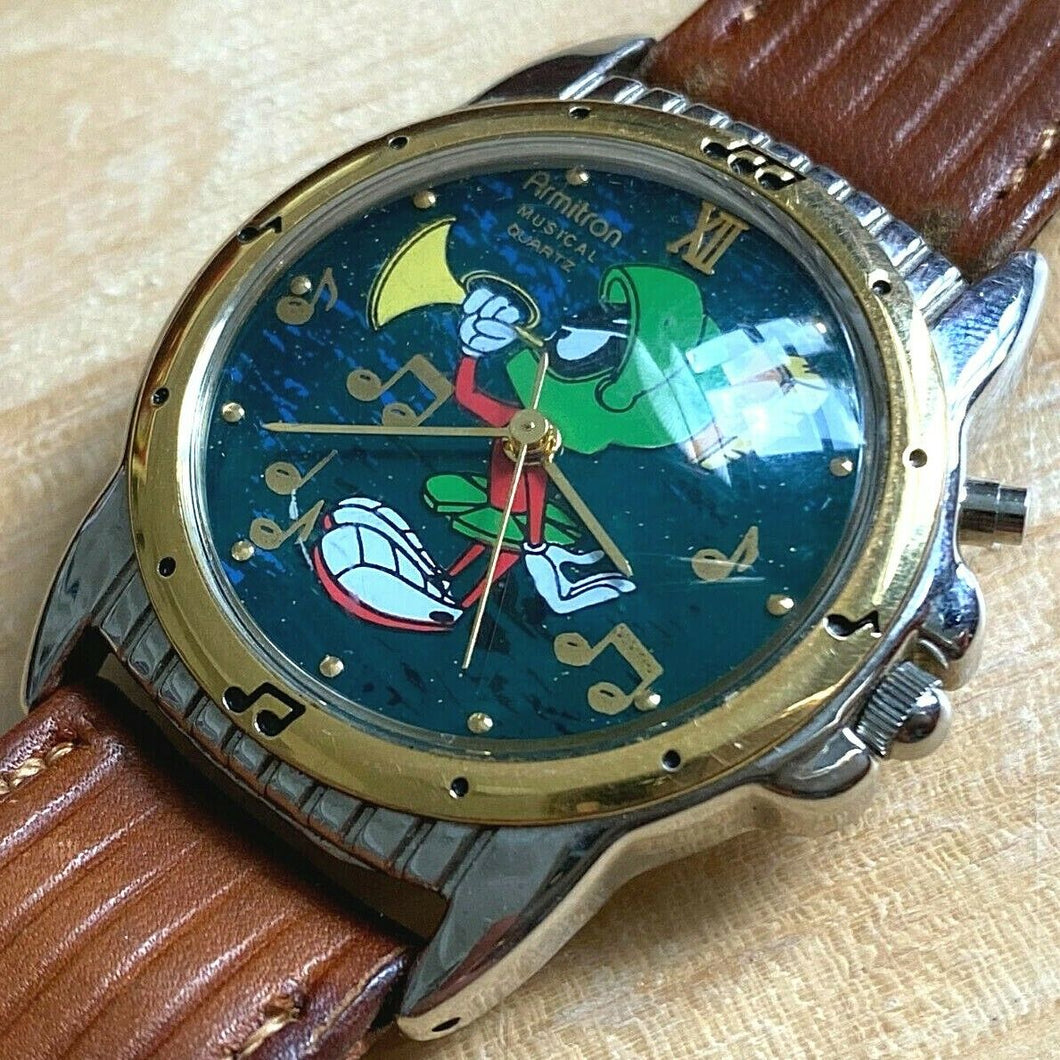 Vintage Armitron Marvin The Martian Analog Quartz Musical Watch Hour~New Battery
