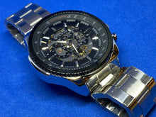 Load image into Gallery viewer, Unused Winner Mens Skeleton Silver Black Stylish Self-Wind Automatic Watch Hours
