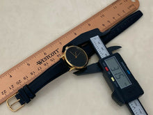 Load image into Gallery viewer, Vintage Acent Mens Classic Gold-Black Leather Hand Wind Mechanical Watch Hours
