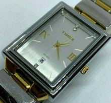 Load image into Gallery viewer, Timex Men 30m Dual Tone Steel Rectangle Analog Quartz Watch Hour~Date~New Batter
