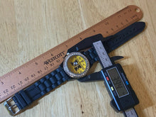 Load image into Gallery viewer, Mizzou Mens Black Yellow Rhinestone Japan Movt Analog Quartz Watch Hour~New Batt
