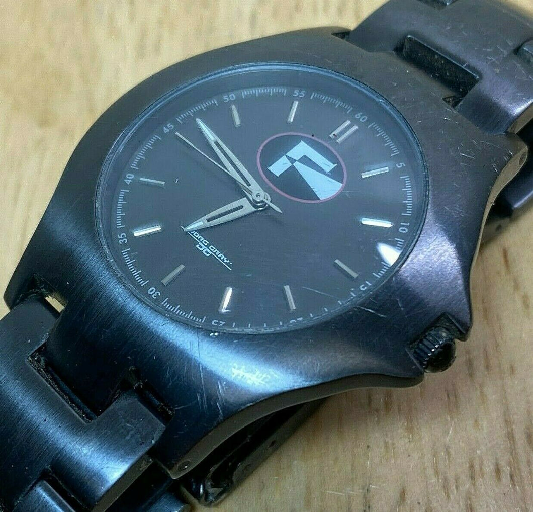 JORG GRAY Mens 50m Black Steel Slim Thin Analog Quartz Watch Hours~New Battery