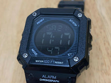 Load image into Gallery viewer, E. Gluck Men 30m Black Reverse LCD Digital Alarm Chrono Watch Hours~New Battery
