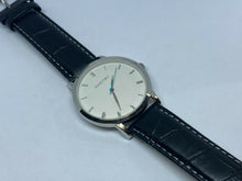 Load image into Gallery viewer, Unused MAESTRO Men Silver White Roman Leather Analog Quartz Watch Hours~New Batt
