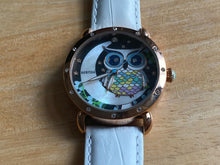 Load image into Gallery viewer, Bertha Lady Rose Gold Rhinestone Owl Dial Analog Quartz Watch Hours~New Battery
