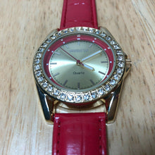 Load image into Gallery viewer, Unused Manhattan Croton Men Gold Tone Red Leather Quartz Watch Hours~New Battery
