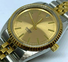 Load image into Gallery viewer, VTG Generation Men Dual Tone Fluted Bezel Diamond Quartz Watch Hours~New Battery
