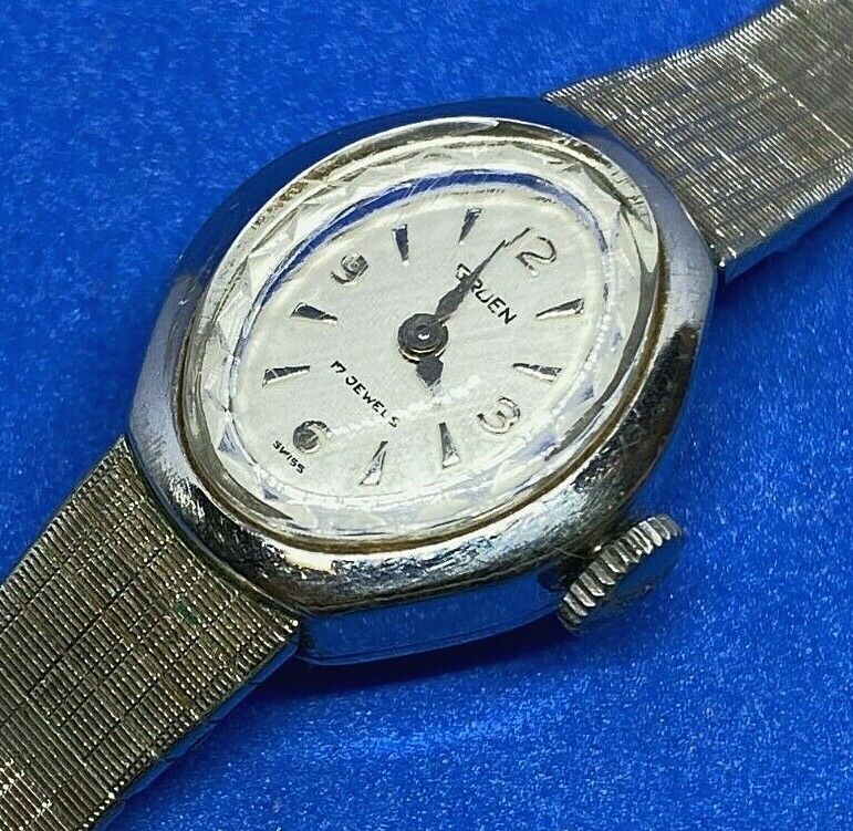 Vintage Gruen 17J Lady 10k RGP GF Band Swiss Hand-Wind Mechanical Watch Hours