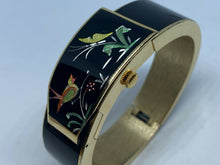 Load image into Gallery viewer, VTG Caran Lady Enamel Art Aluminum Cuff Swiss Hand-Wind Mechanical Watch Hours
