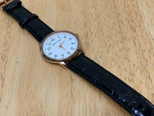 Load image into Gallery viewer, Anne Klein Men Leather Gold Tone White Thin Analog Quartz Watch Hour~New Battery
