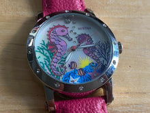 Load image into Gallery viewer, Bertha Lady Rhinestone Ocean Life Leather Analog Quartz Watch Hours~New Battery
