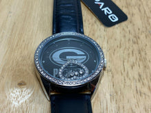 Load image into Gallery viewer, Sparo Greenbay Packers Silver Black Rhinestone Analog Quartz Watch Hour~New Batt
