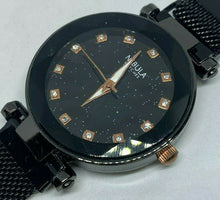 Load image into Gallery viewer, NEBULA Lady Black Mesh Magnetic Band Prism Analog Quartz Watch Hours~New Battery
