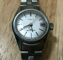 Load image into Gallery viewer, Vintage Timex Lady Fluted Bezel Silver Hand-Winding Mechanical Watch Hours~Date
