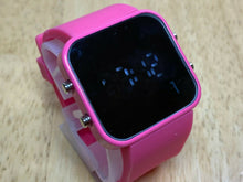 Load image into Gallery viewer, Mirror 1:Face Square Pink Modern Blue LED Digital Quartz Watch Hours~New Battery
