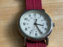 Load image into Gallery viewer, Timex Weekender Indiglo Mens Silver White Analog Quartz Watch Hours~New Battery
