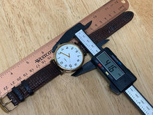 Load image into Gallery viewer, Timex Indiglo Mens 30m Gold White Leather Analog Quartz Watch Hours~New Battery
