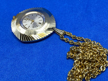 Load image into Gallery viewer, VTG Timex Lady Gold Tone Aluminum Hand-Wind Necklace Pendant Pocket Watch Hours
