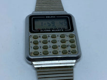 Load image into Gallery viewer, Vintage Delphi Men Slim Digital Calculator Quartz Watch Hours ~ For Parts Repair
