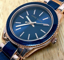 Load image into Gallery viewer, Unused Anne Klein Lady 30m Rose Gold Tone Blue Analog Quartz Watch Hour~New Batt
