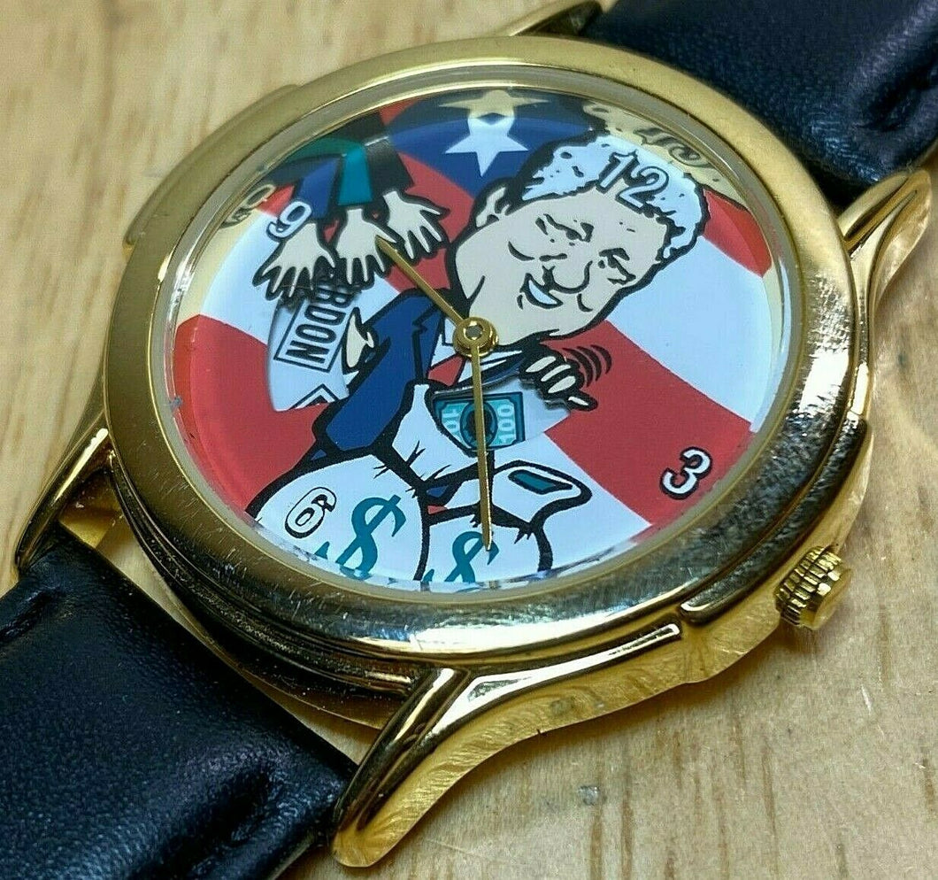 Vintage President Clinton Pardon 4 Cash Men Analog Quartz Watch Hour~New Battery