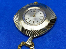 Load image into Gallery viewer, VTG Timex Lady Gold Tone Aluminum Hand-Wind Necklace Pendant Pocket Watch Hours
