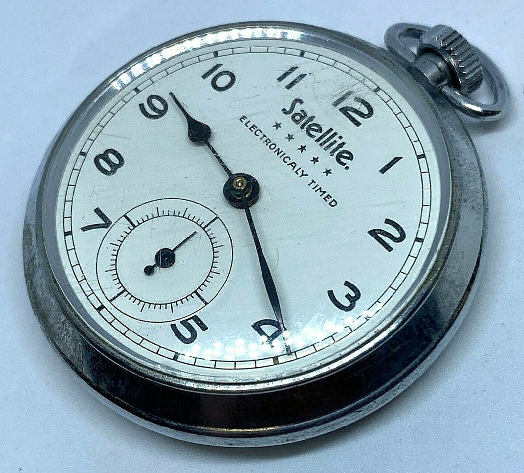 VTG Satellite Small Seconds Men Silver Hand-Wind Mechanical Pocket Watch Hours