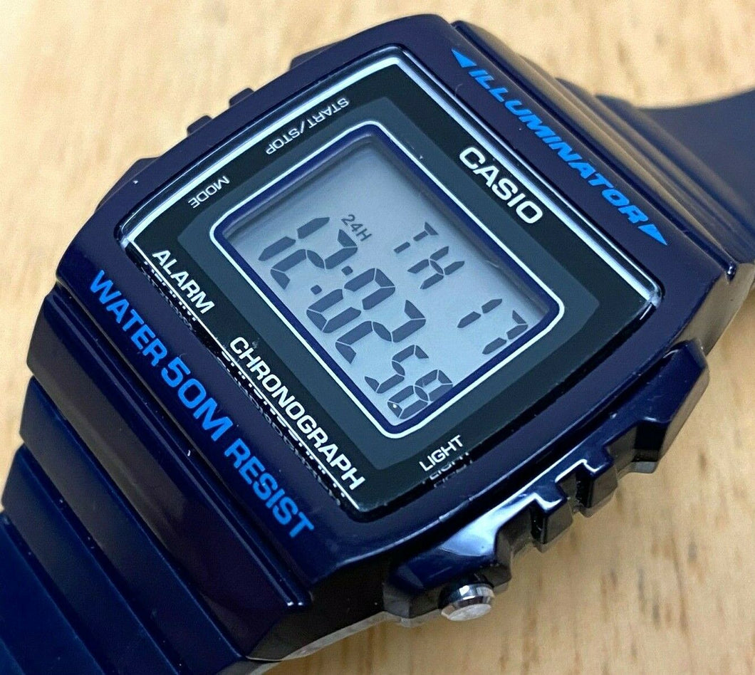 Casio W-215H Men Black Barrel Digital Alarm Chrono Quartz Watch Hour~New Battery