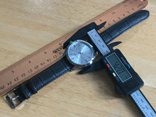 Load image into Gallery viewer, Unused BREED Mens 50m Silver Black Leather Analog Quartz Watch Hours~New Battery
