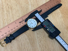 Load image into Gallery viewer, Vintage Timex Men Gold Tone White Dial Leather Analog Quartz Watch Hour~New Batt
