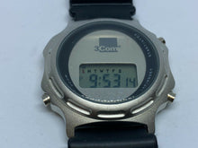 Load image into Gallery viewer, Vintage 3Com Mens Silver LCD Digital Quartz Alarm Chrono Watch Hours~New Battery
