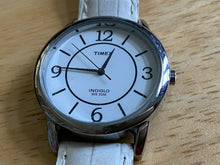 Load image into Gallery viewer, Timex Indiglo Men 30m Silver White Leather Analog Quartz Watch Hours~New Battery
