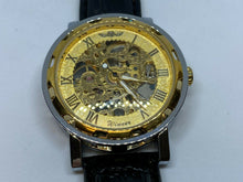 Load image into Gallery viewer, Winner Mens Dual Tone Skeleton Roman Hand-Wind Mechanical Analog Watch Hours
