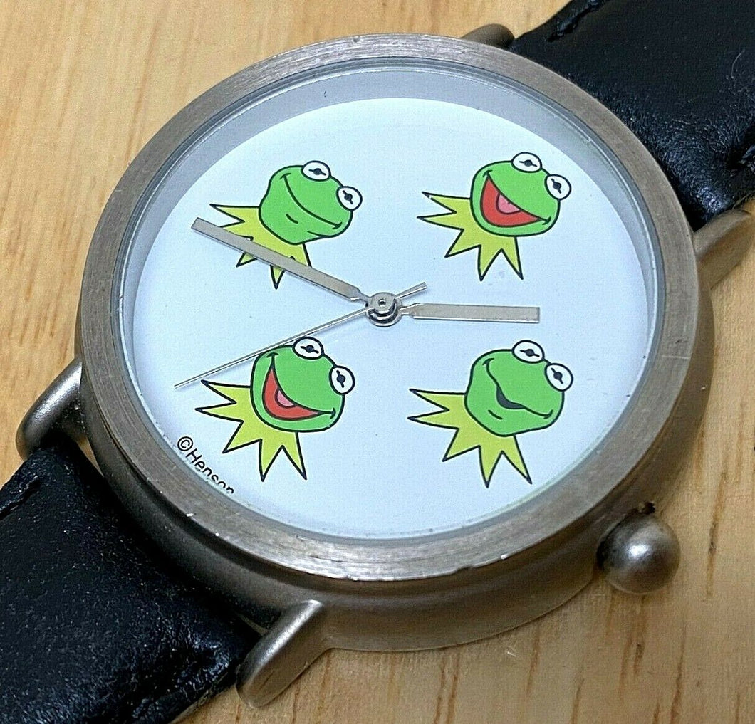 Henson Kermit Collection Men Silver Leather Analog Quartz Watch Hour~New Battery