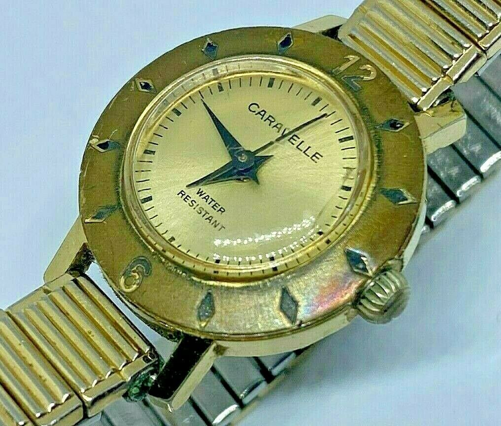 Vintage 1974 Caravelle By Bulova Lady Gold Tone Hand-Wind Mechanical Watch Hours