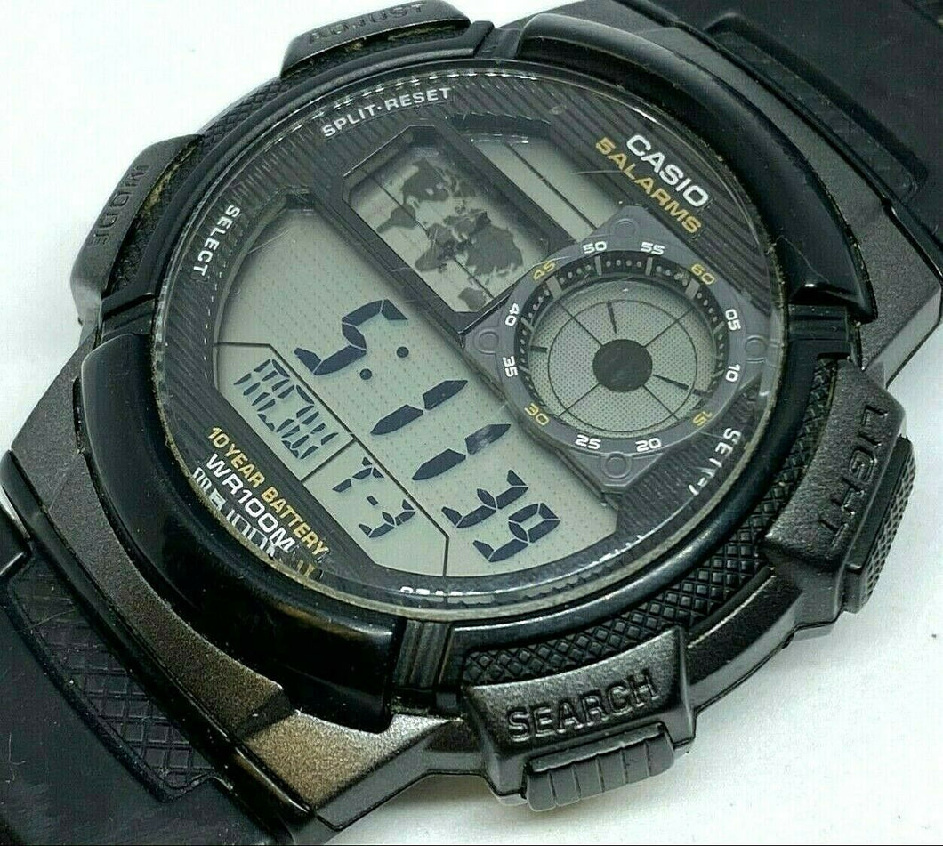 Casio AE-1000W Men Digital World Time Alarm Chrono Quartz Watch Hour~New Battery