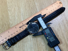 Load image into Gallery viewer, D Logo Men Small Seconds Silver Black Leather Analog Quartz Watch Hours~New Batt
